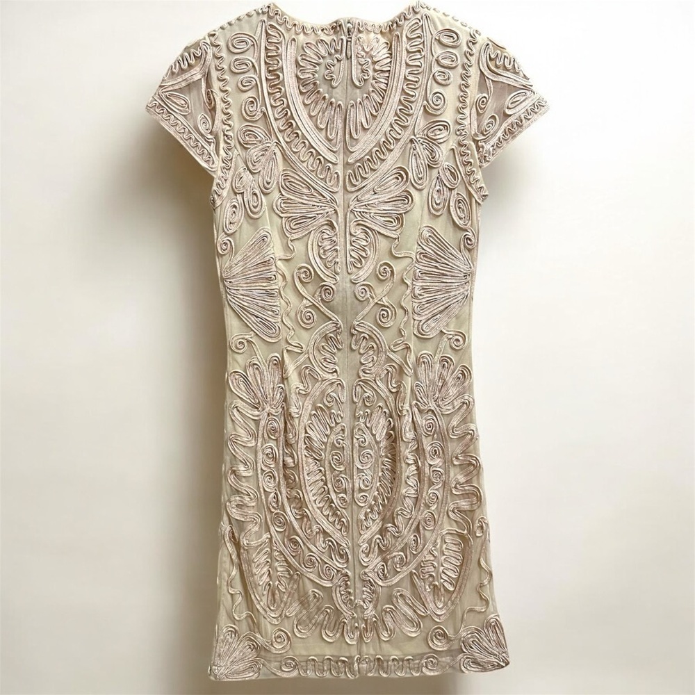JS Collections Cocktail Dress 2 Light Blush Pink Embroidered Sheer Cap Sleeves - Picture 5 of 13